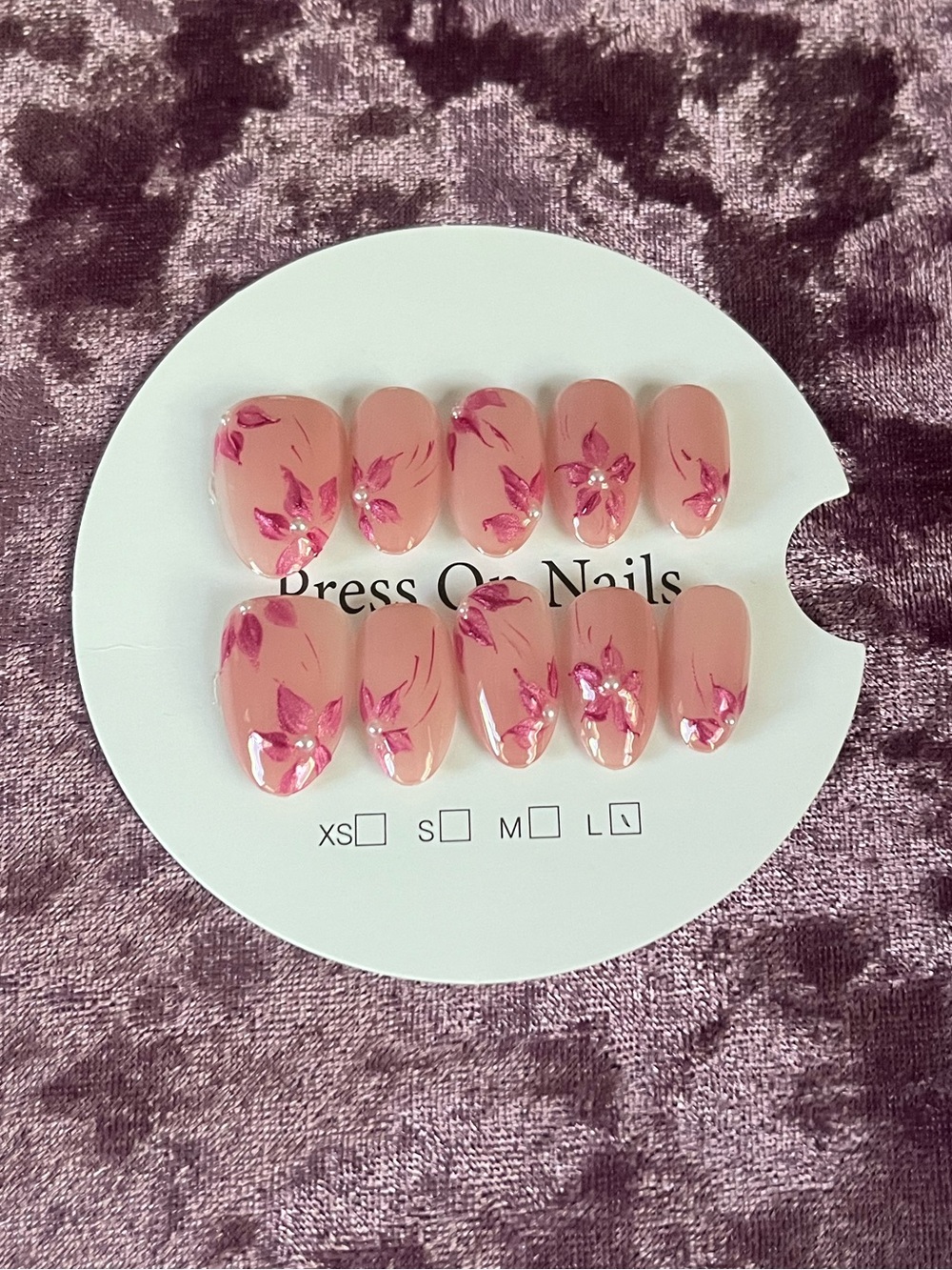 Pink Floral Press-On Nail Set